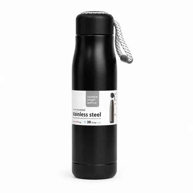 Premium Stainless Steel Vacuum Bottle – Insulated, Leakproof Flask with Strap [Hot & Cold]