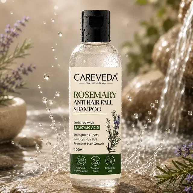 CareVeda Rosemary Anti Hair Fall Shampoo | Salicylic Acid | Hair Fall Control & Healthy Hair Growth | 100 ml