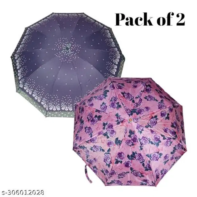 Polyester Foldable Umbrella, Assorted, Pack of 2