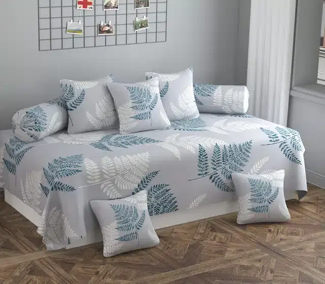 Microfiber Diwan Cover Set, Grey, Pack of 8