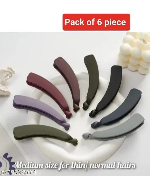 Plastic Hair Clip for Women, Pack of 6 (Multicolor)