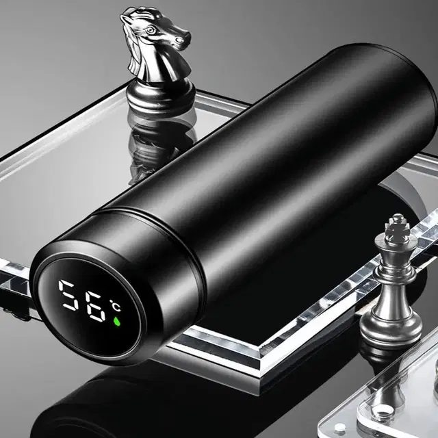 Stainless Steel LED Temperature Display Water Bottle, Black, 500 ml
