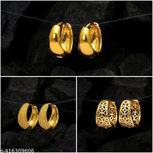 Gold-Plated Earrings/Studs/Bali Combo For Women'S/Girls