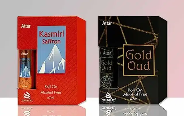 Wildplay Kasmiri Saffron & Gold Oud Roll On Attar, 7 ml, Pack of 2