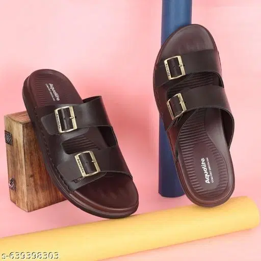 Aqualite PU Sandals for Men (Brown, 9)