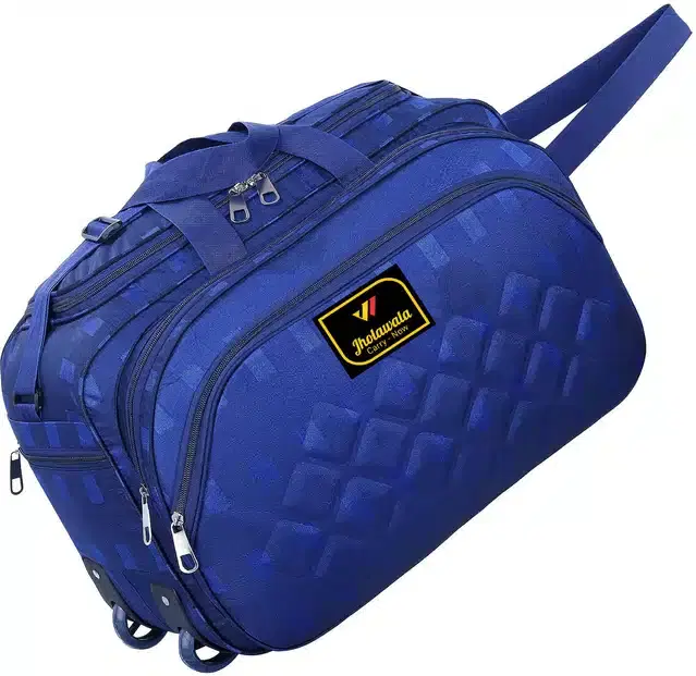 Polyester Traveling Luggage Bag with Wheels, Blue,60 L