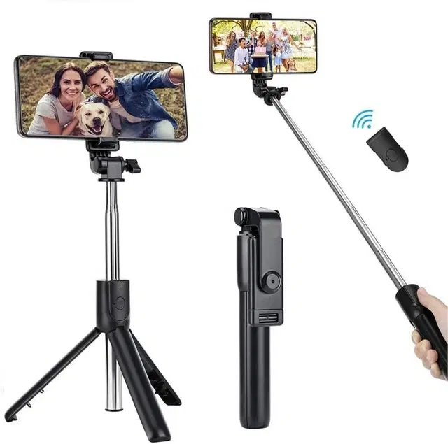 Selfie Stick R1 With Tripod Stand, Black