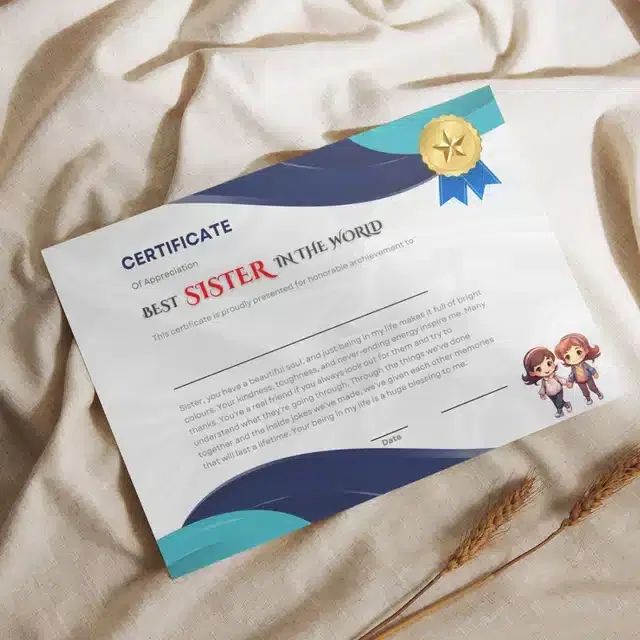 Birthday Greeting Card with Envelope for Sister, Multicolor, Set of 1