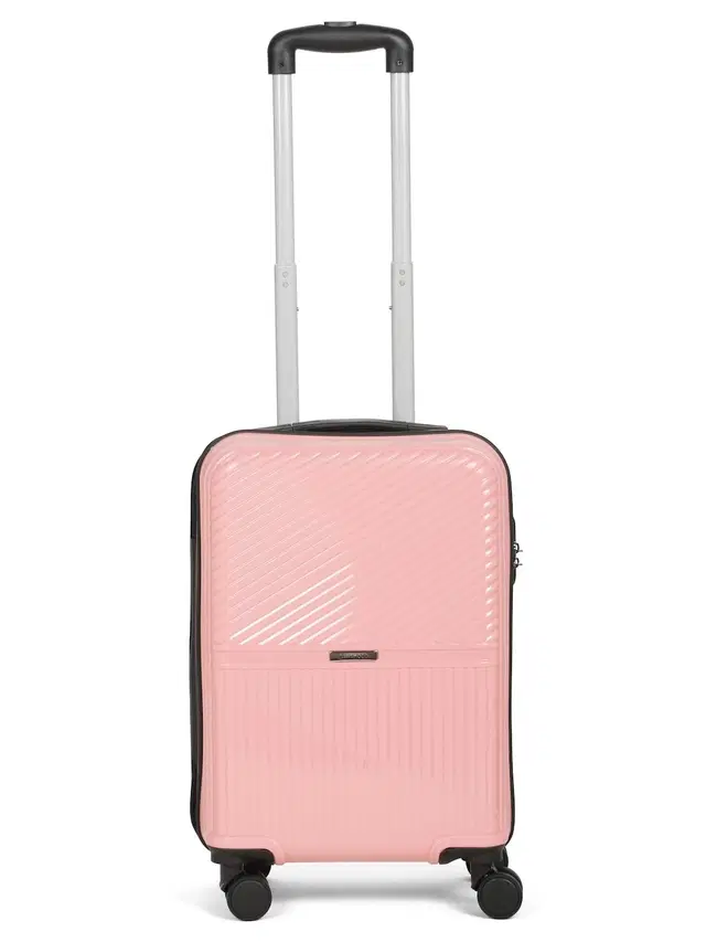 Teakwood Whitefield Small Hard Trolley Bag With 360° Spinner 8 Wheels, Rose