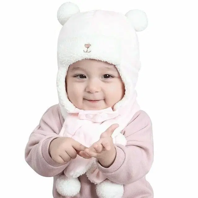 Woolen Winter Cap for Infants (Baby Pink, 0-6 Months)