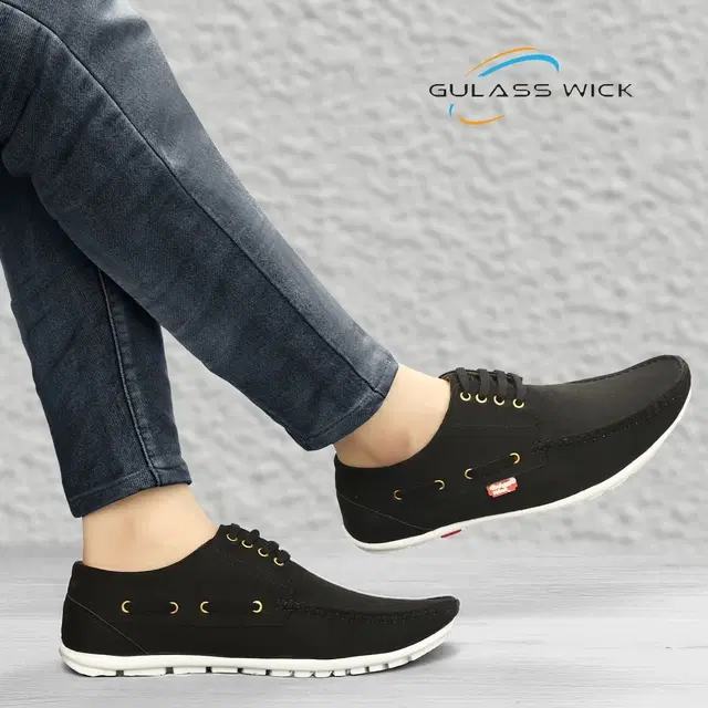 Mocassin Casual Shoes for Men (Black, 7)