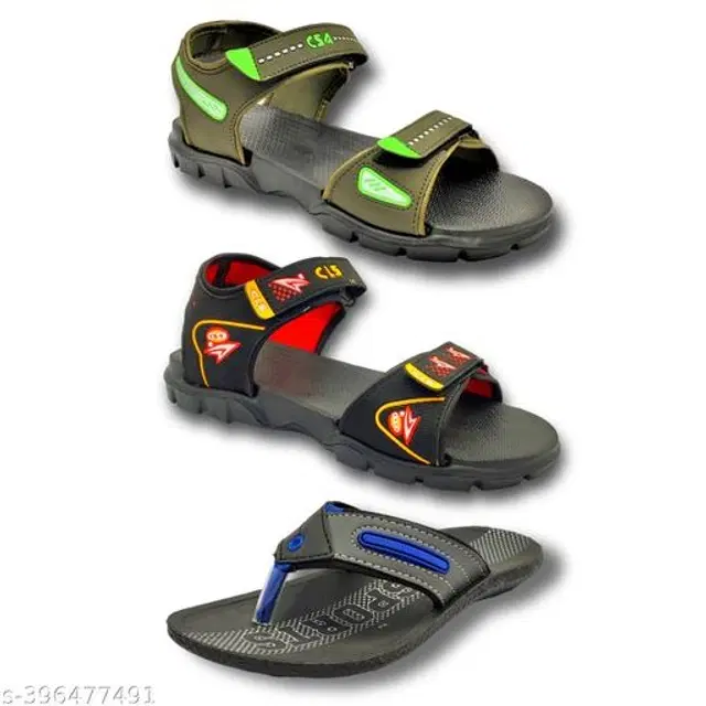 Sandals with Flipflop for Men, Pack of 3 (Multicolor, 6)