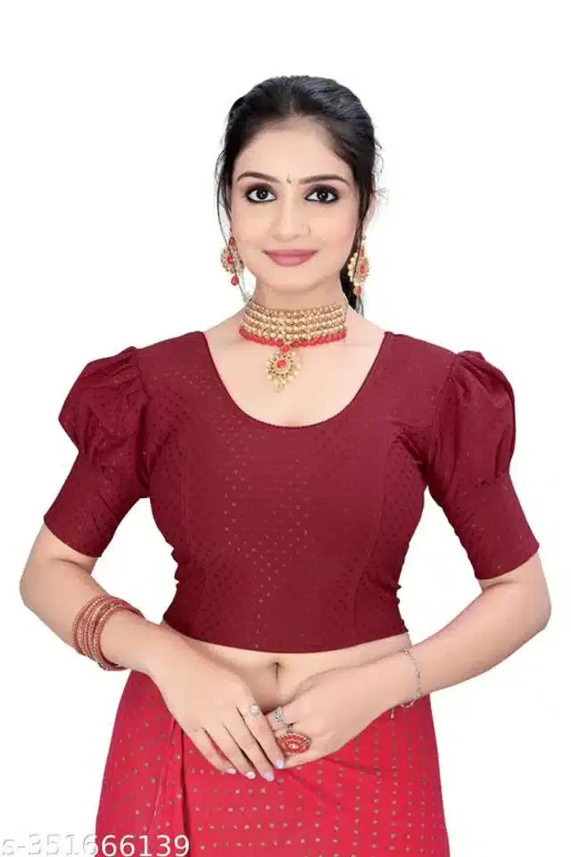 Half Sleeves Blouse for Women (Maroon, 28)