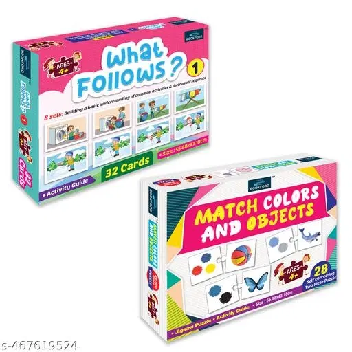 Bookford Exciting Puzzle Combo Set of 2 Jigsaw Puzzle - What Follow & Match Color & Objects