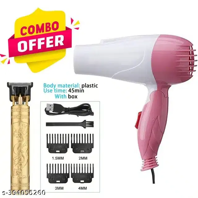 Professional Hair Trimmer with Hair Dryer Combo, Multicolor, Set of 2