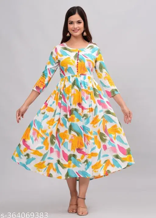 Rayon Kurti for Women, Multicolor (XS)