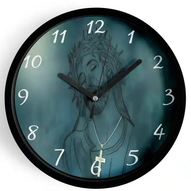 Plastic Jesus Printed Wall Clock, Multicolor, 10x10 Inches