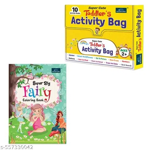Super Cute Toddlers' Activity Bag + Super Big Fairy Coloring Book (Set of 2) – Magical Coloring & Fun Activities Pack to Spark Imagination in Little Kids