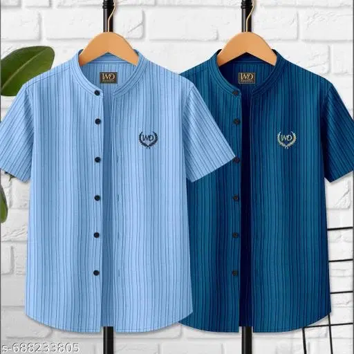 Self Design Cotton Blend Mandarin Neck T-Shirt for Boys (Aqua Blue, 11-12 Years)