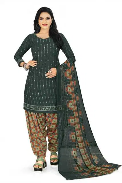 Sharda Creation Women's Dress Material (Green) (SC44)