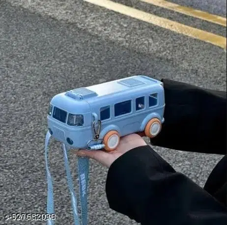 Plastic Bus Shape Sipper Bottle for Kids, Multicolor (1000 ml)