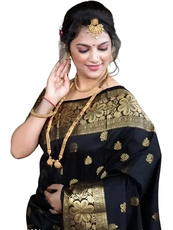Banarasi Silk Zari Woven Saree for Women, Grey
