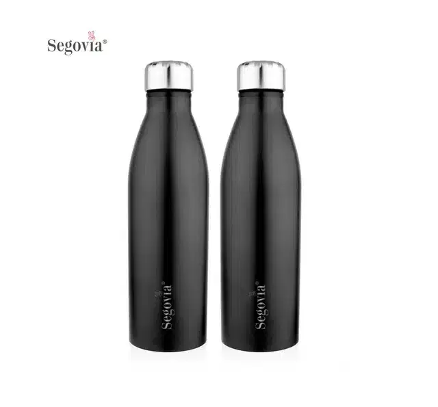 Stainless Steel Cola Single Walled Water Bottle, Pack of 2, Black, 1000 ml, SS-25