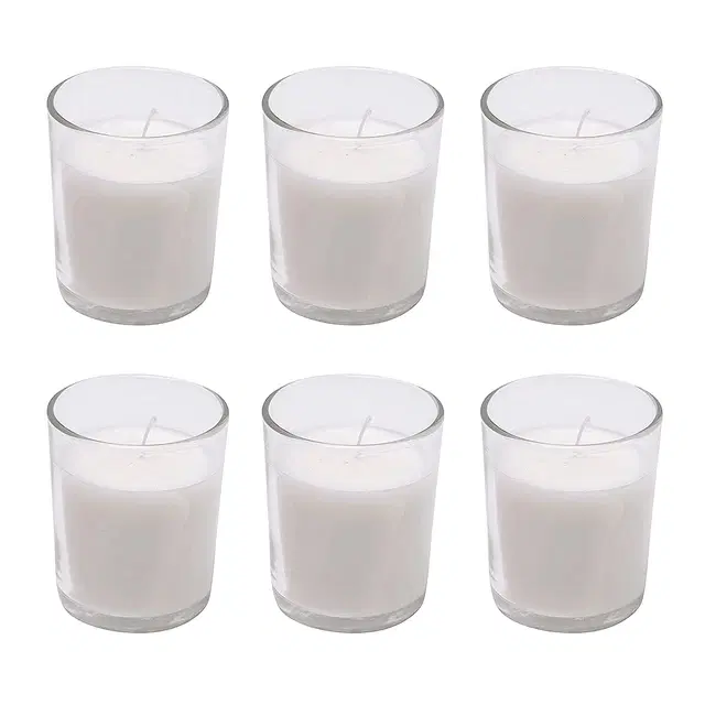 Floish Decor Premium Unscented Votive Glass Candles, Pack of 6
