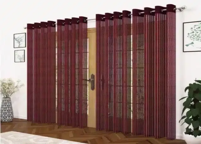 Semi Transparent Net Window Curtains, Pack of 2, Coffee, 5 feet