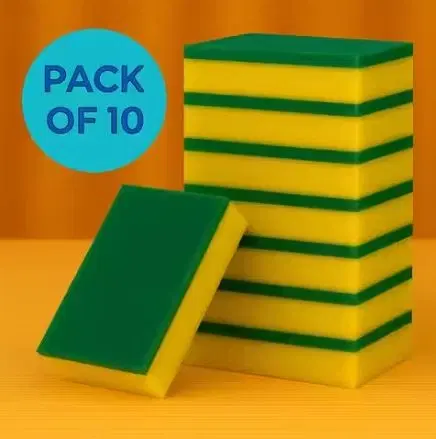 Sponge Scrub Pad ,Yellow, (Pack Of 10)