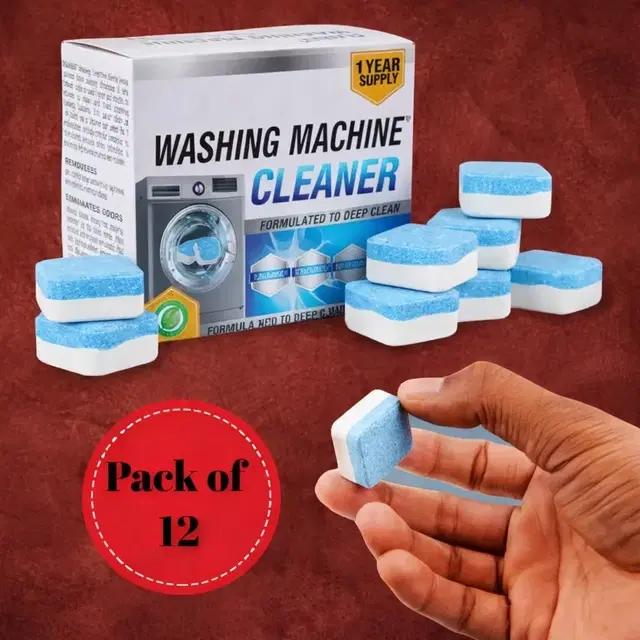 Tablets Washing Machine Cleaner Tablets, Solid Washer Deep Cleaning Tablet, for Front and Top Load Washers pack of 12