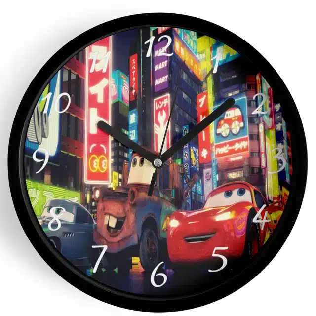 Analog Cars Wall Clock for Home, Black, 7 Inches