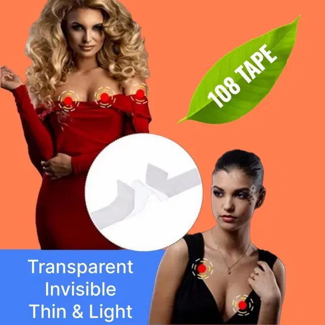 Acrylic Film Clothing 108 Double Sided Tape Strips, Transparent, Set of 1