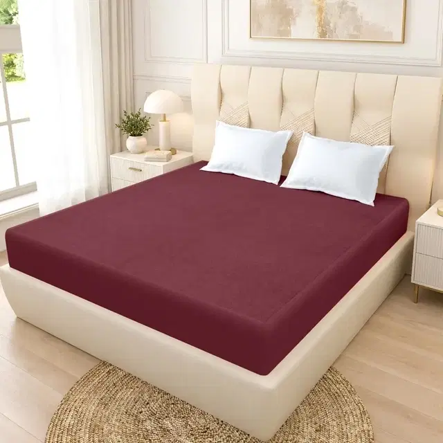 Rivermoor Cloud Cotton Water Resistant Mattress Protector Fitted King 198 Cm X 183 Cm X 25 Cm Wine