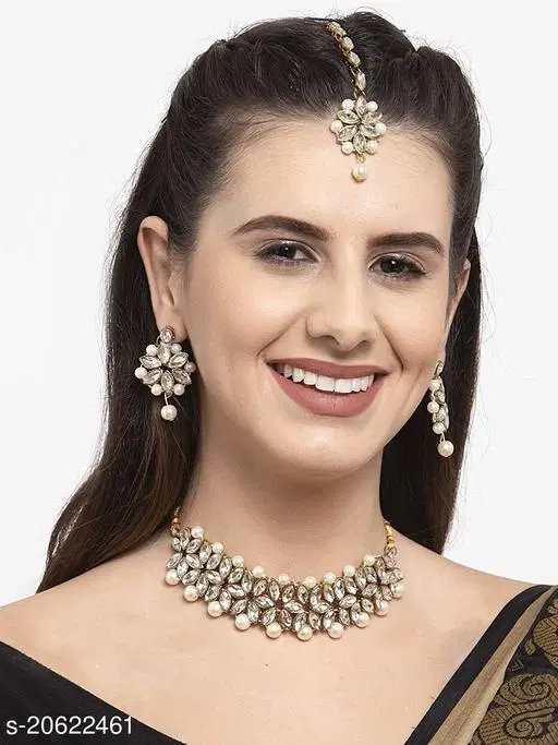 Elegant Alloy & Pearl Jewellery Sets