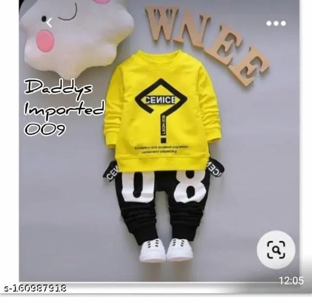 Woolen Solid Clothing Sets for Boys & Girls (Yellow & Black, 1-2 Years)