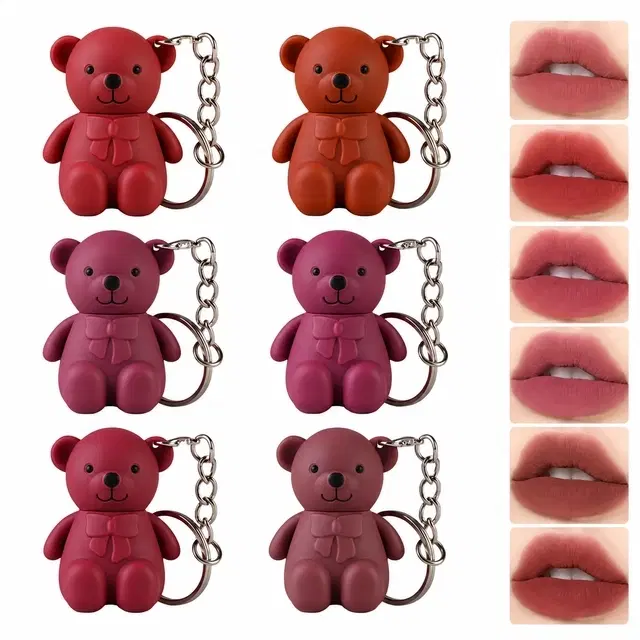 Teddy Bear Keychain Lipstick, Pink and Brown Edition, 14 ml [Pack of 3]