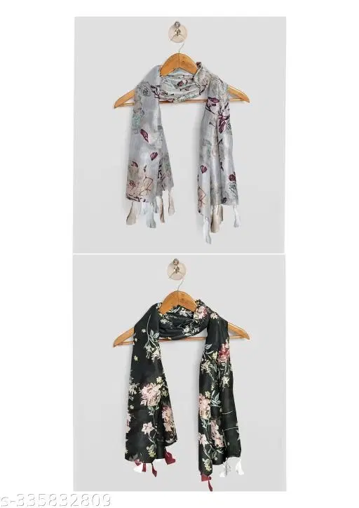 Chiffon Scarves for Women, Multicolor, Pack of 2