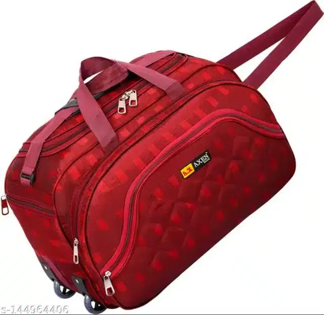 Polyester Trolley Duffel Bag for Men & Women, Red