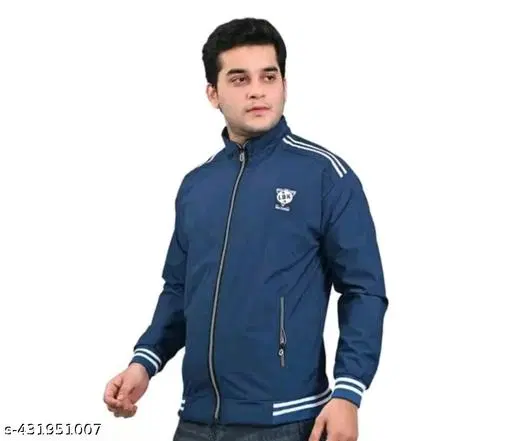 Polyester Solid Jacket for Men (Royal Blue, XL)