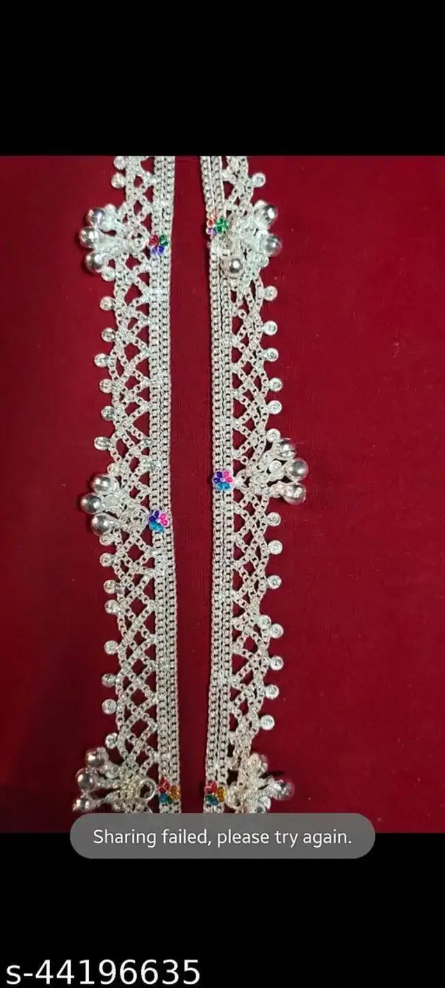 Designer Brass Anklet for Women & Girls, Set of 1 (Silver)