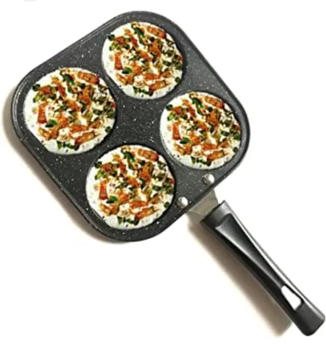 Aluminium 4 Section Appam Maker, Black