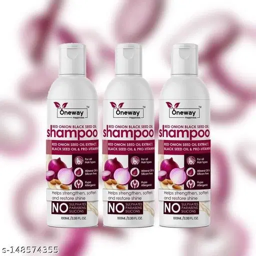 Oneway Happiness Herbal Onion Hair Shampoo, Pack of 3 (100 ml)