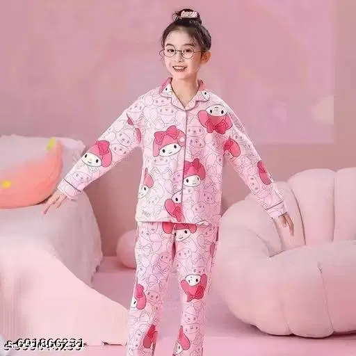 Night Suit for Girls (Pink, 9-10 Years)