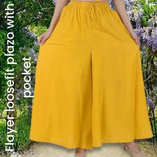 Palazzos for Women (Yellow, 46)