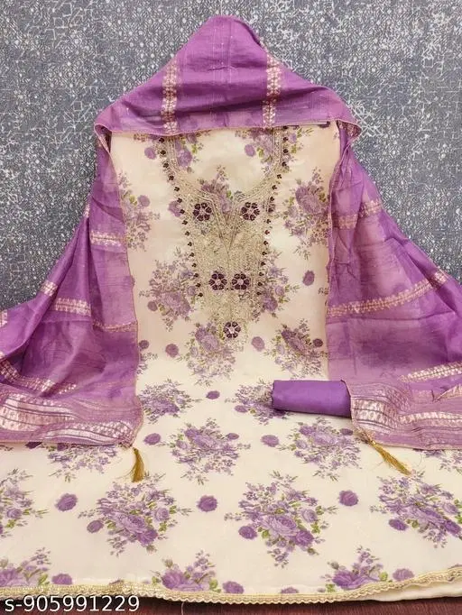Silk Blend Punjabi/All Over Suits Semi-Stitched Suits (7.05 meter for Women (4XL)
