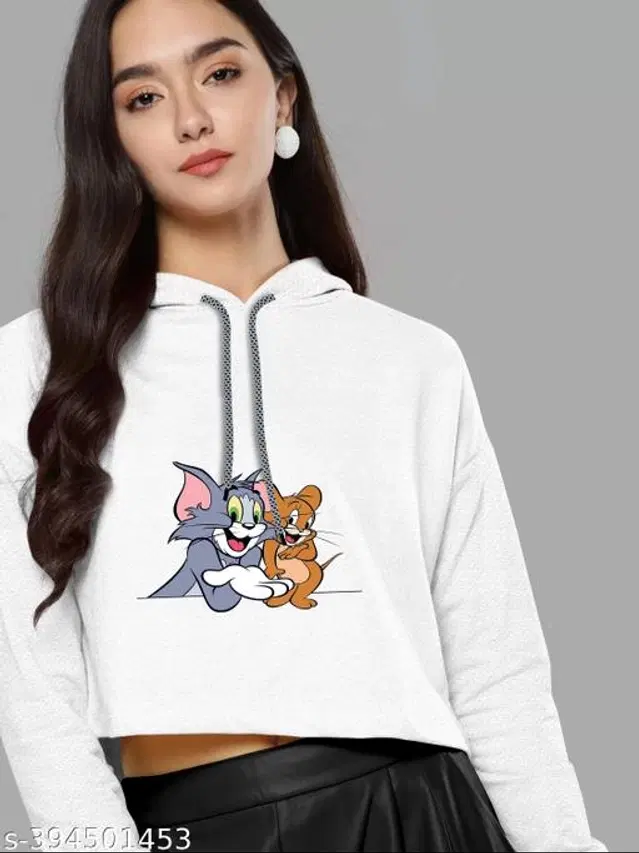 Cotton Blend Hoodie for Women (White, XXS)