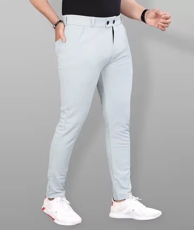 Lycra Blend Trouser for Men (Light Grey, 34)
