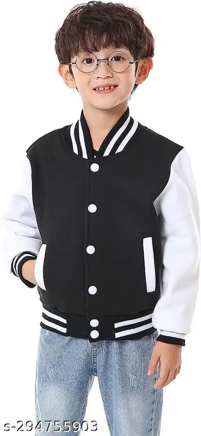 Full Sleeves Jacket for Boys (Black & White, 6-7 Years)