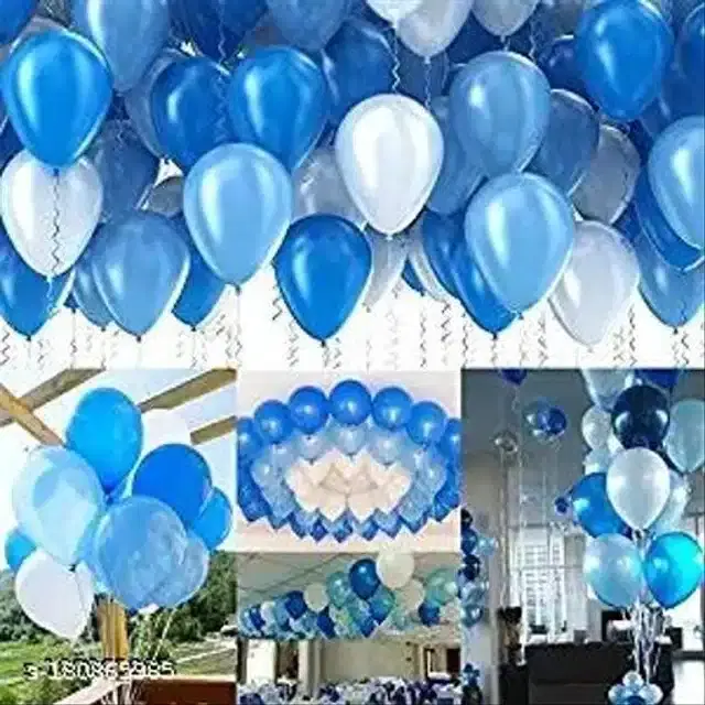 Balloons for Decoration, Blue & White, Pack of 100